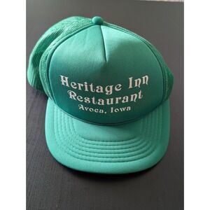 Vtg‎ Heritage Inn Restaurant Avoca Iowa Snapback Trucker Hat Osfm Green YoungAn